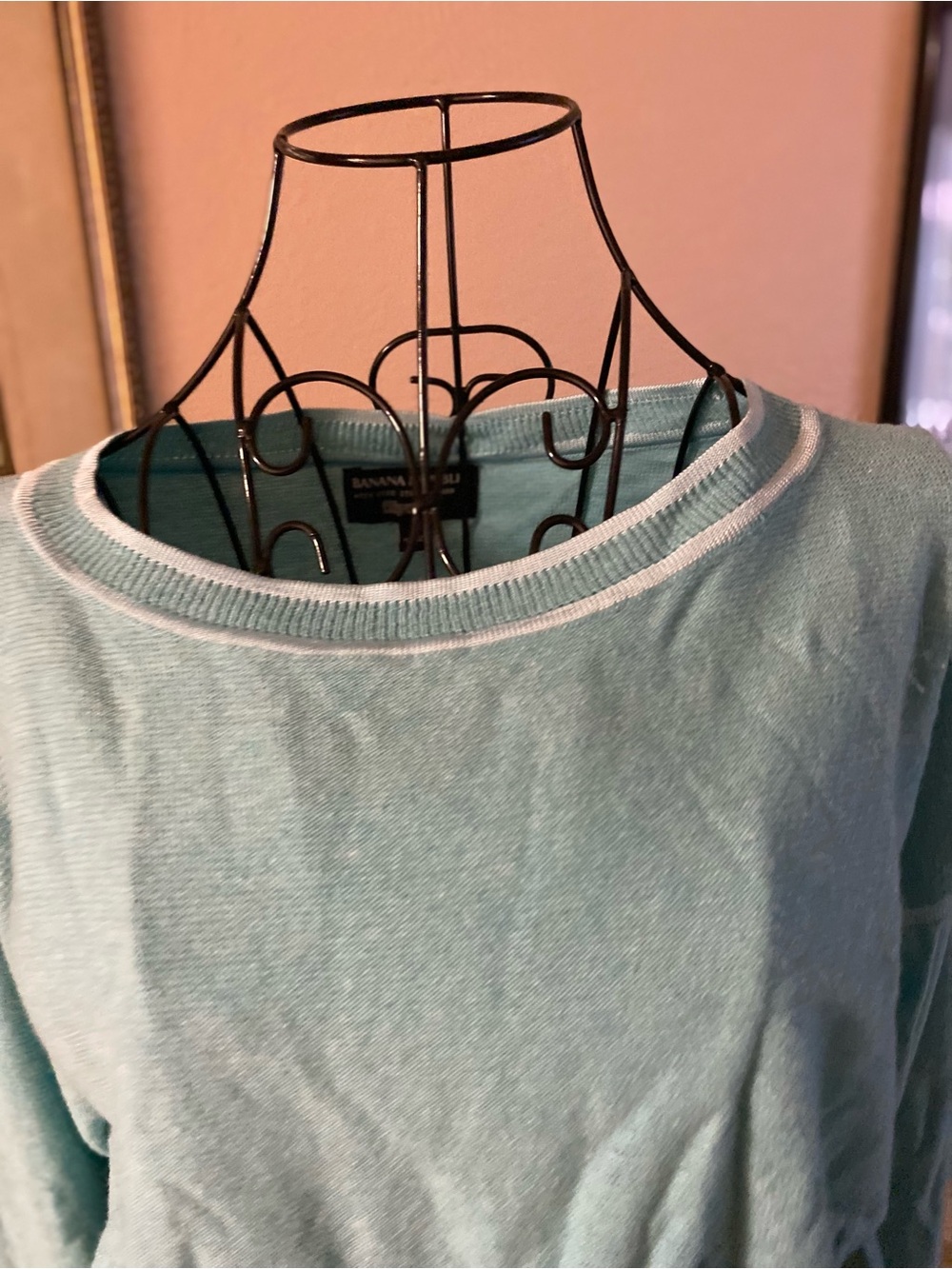 Banana Republic Seafoam Crewneck Sweater with White Trim